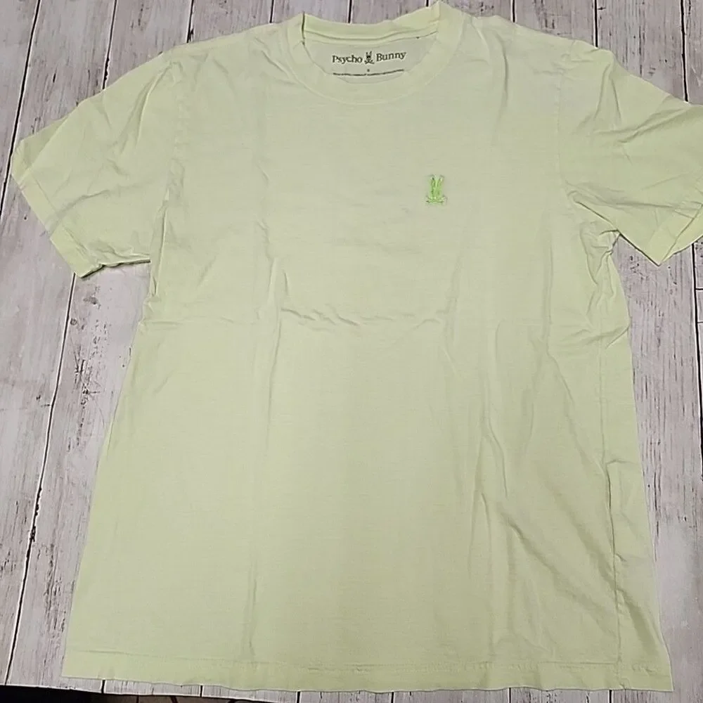 Psycho Bunny Neon Green T-Shirt Size 5/M Mens Classic Pima Cotton Small Logo